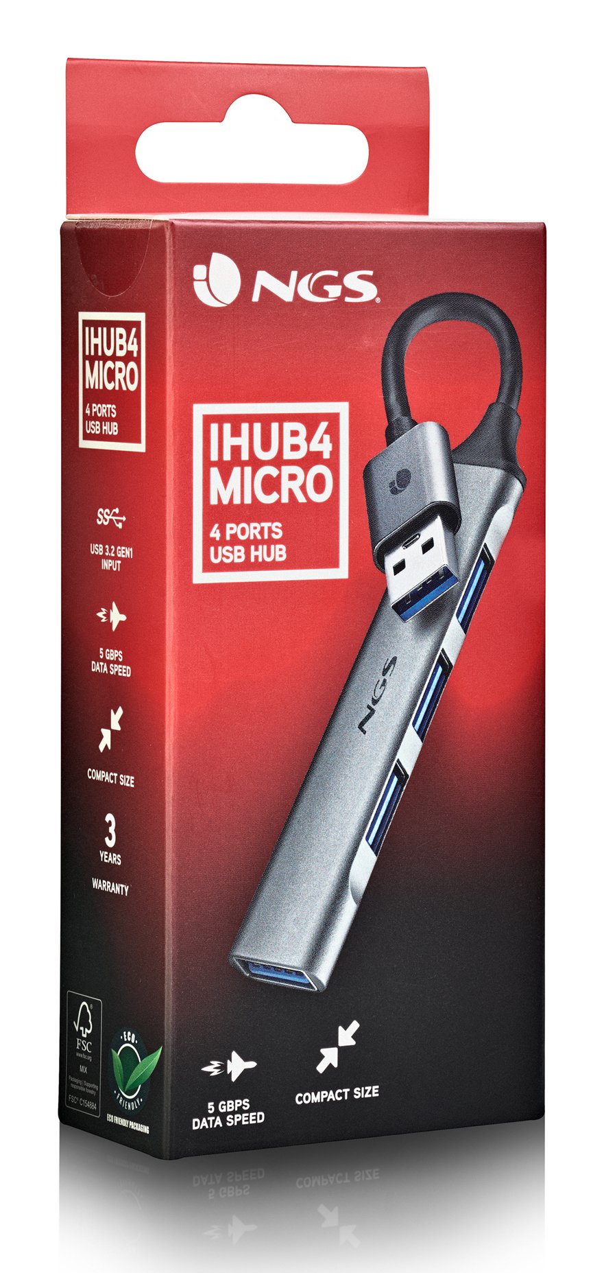 EAN 8435430626025 - NGS IHUB4 MICRO USB 3.2 Gen 1 (3.1 Gen 1) Type-A 5000 Mbit/s Plata imagen 4