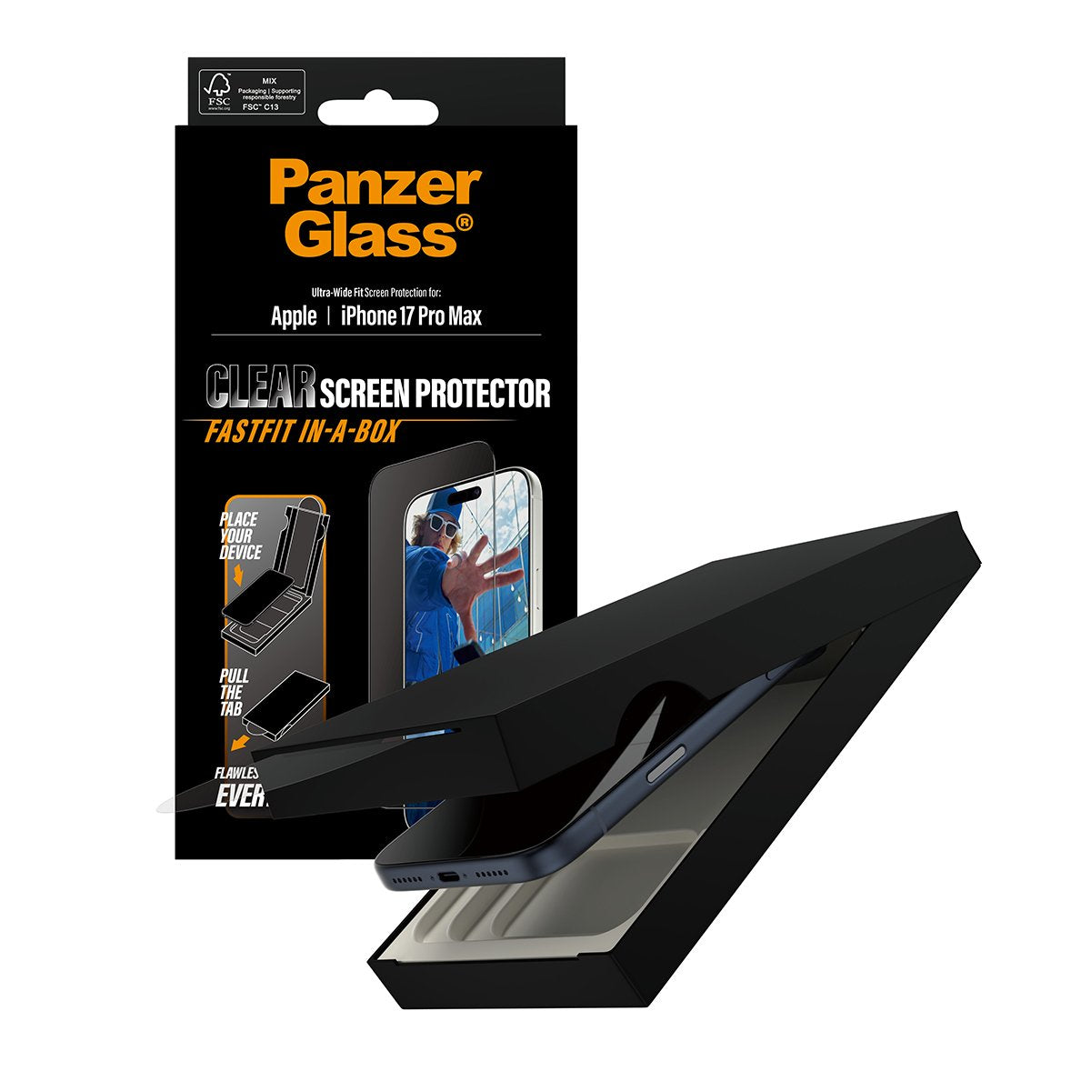 Panzerglass Ip 17 Pro Max Uwf Fastfit With Black Frame