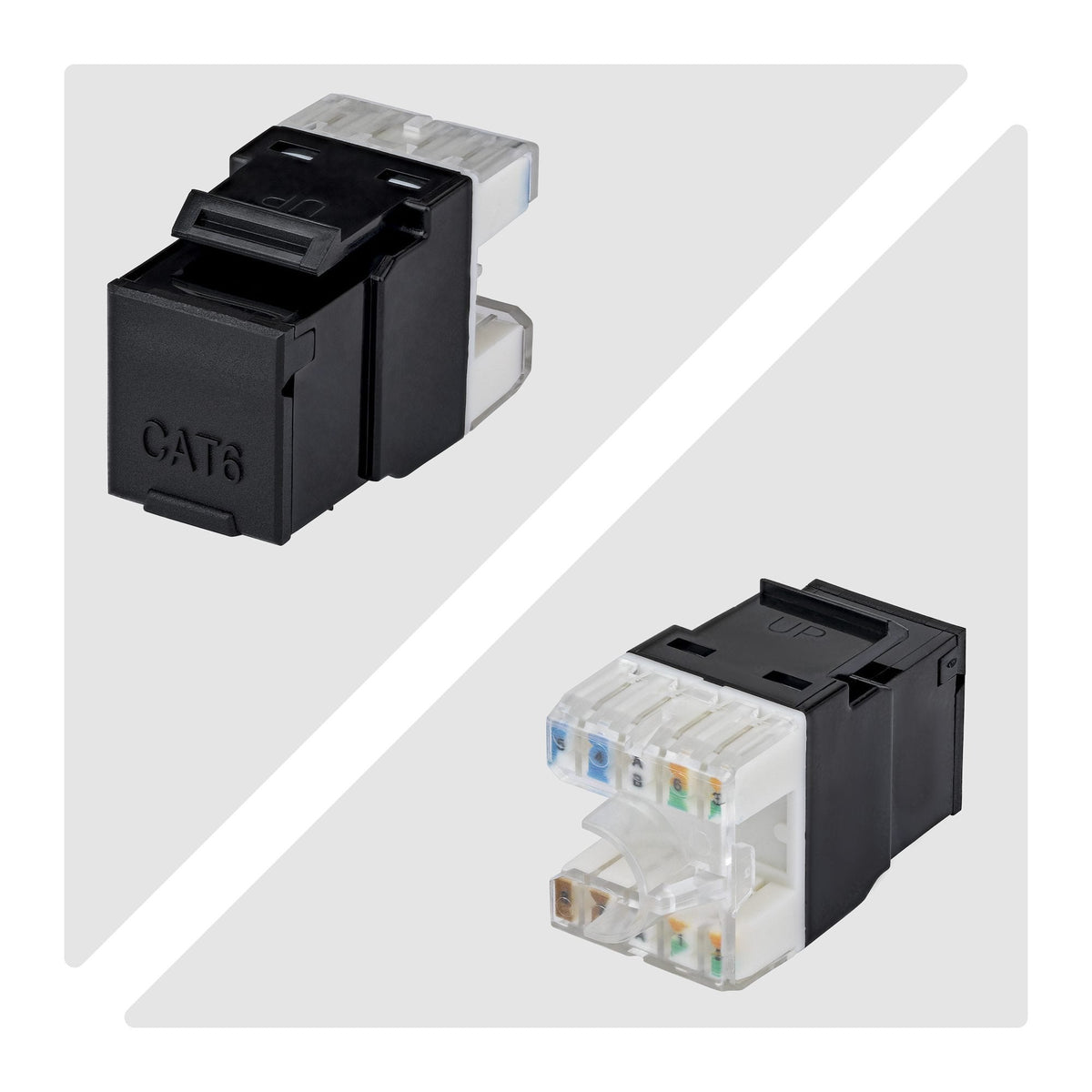 Startech.Com Cat6 Keystone Jack Módulo, Pack De 24 Rj45 Ethernet Keystone Conector Hembra, Utp Cat6 Wandbuchse, 180 Grad 110 Punch Down Conector Hembra, Negro, Plano, Negro, Rj-45, Conector Hembra, Conector Hembra, 10gbase-T
