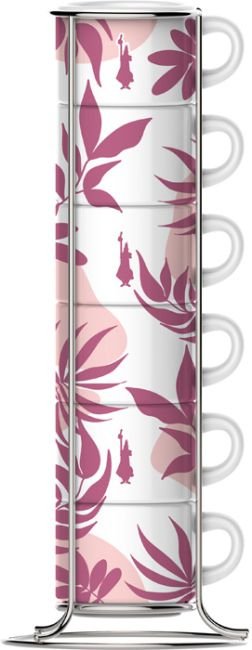 Bialetti Primavera Juego De 6 Tazas De Espresso Con Soporte - Rosa