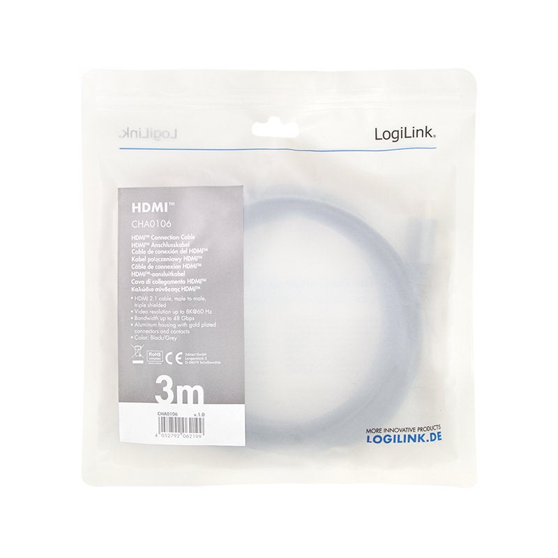 EAN 4052792062199 - LogiLink CHA0106 cable HDMI 3 m HDMI tipo A (Estándar) Negro, Gris imagen 3