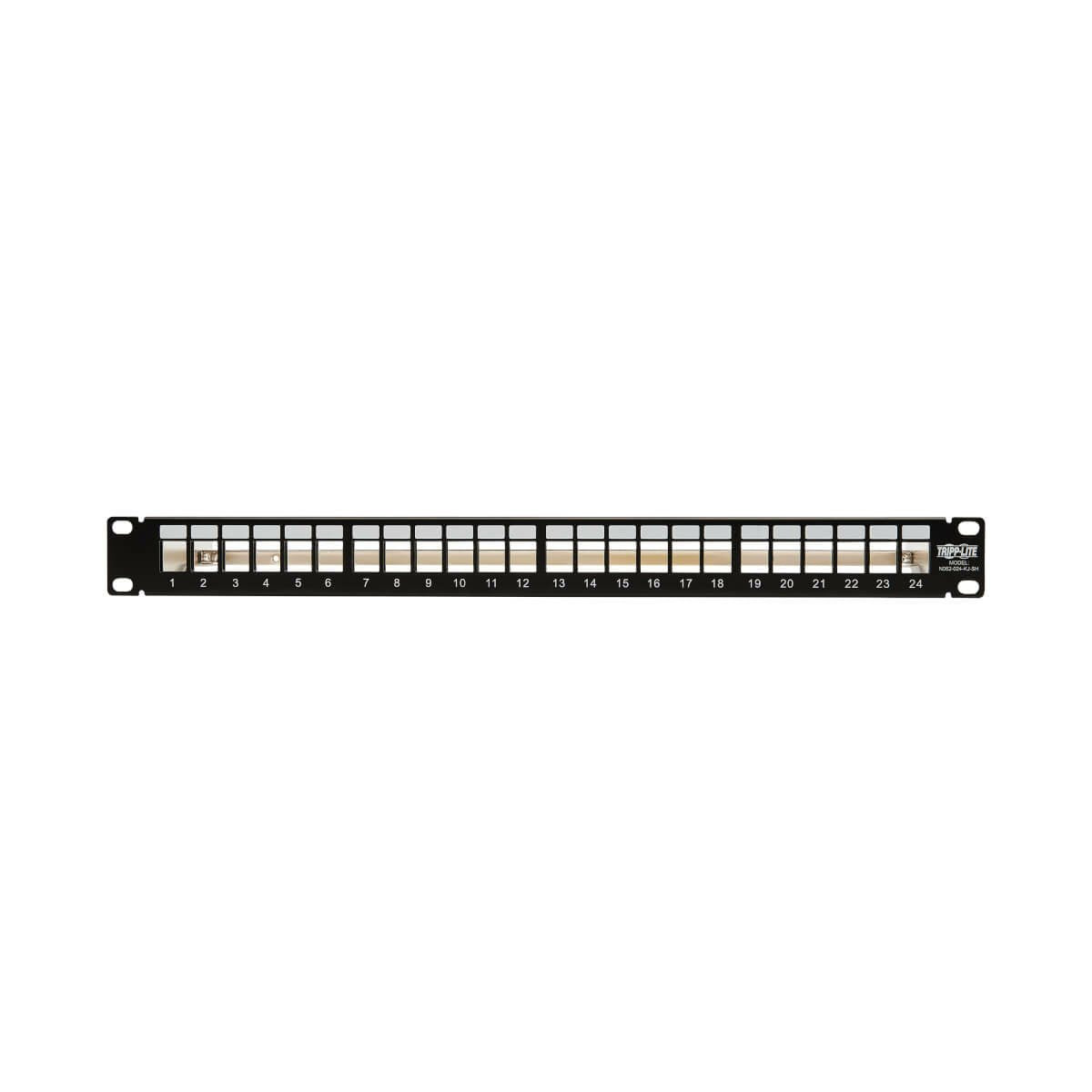 24-Port 1u Rack-Mount Shielded Blank Keystone Multimedia Patch Panel Rj45 Ethernet Usb Hdmi Cat5e 6 Taa