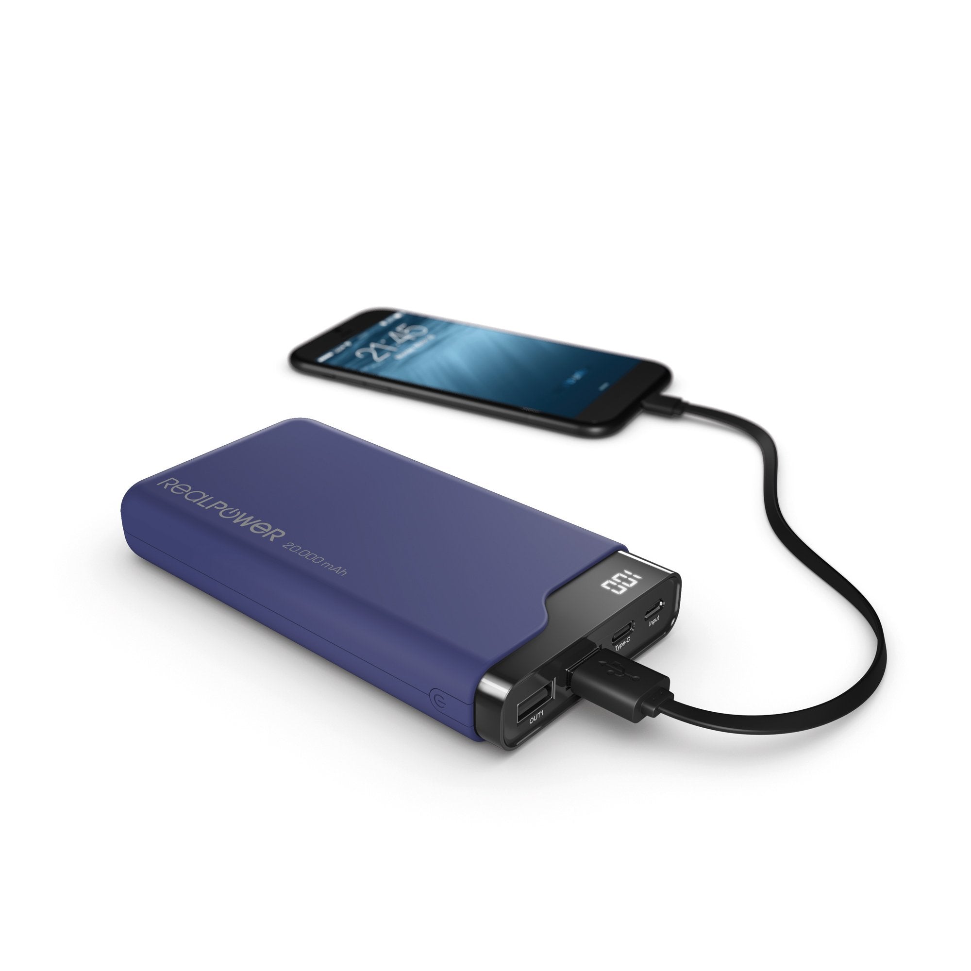 Batería Externa Realpower Pb-15000c Azul Medianoche, Usb C