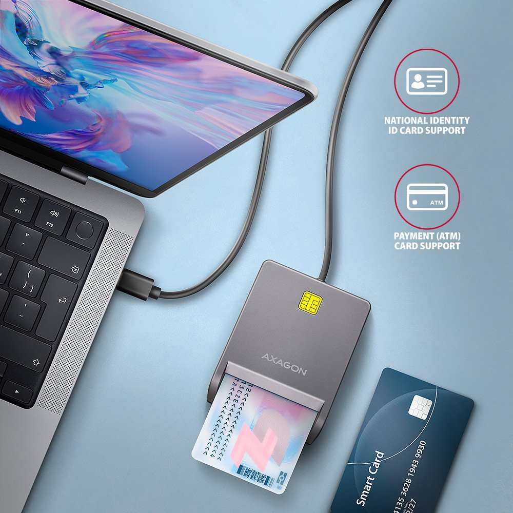 EAN 8595247908841 - Axagon CRE-SM3TC lector de tarjeta inteligente USB USB 2.0 Type-C Gris imagen 2