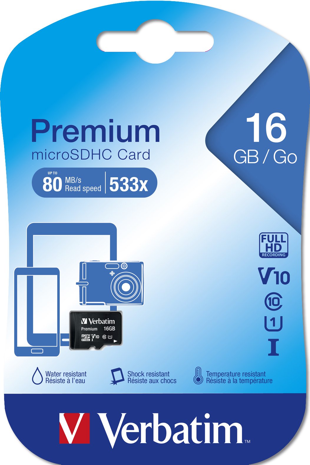 Sd Microsd Card 16gb Verbatim Sdhc Premium Class 10 Retail