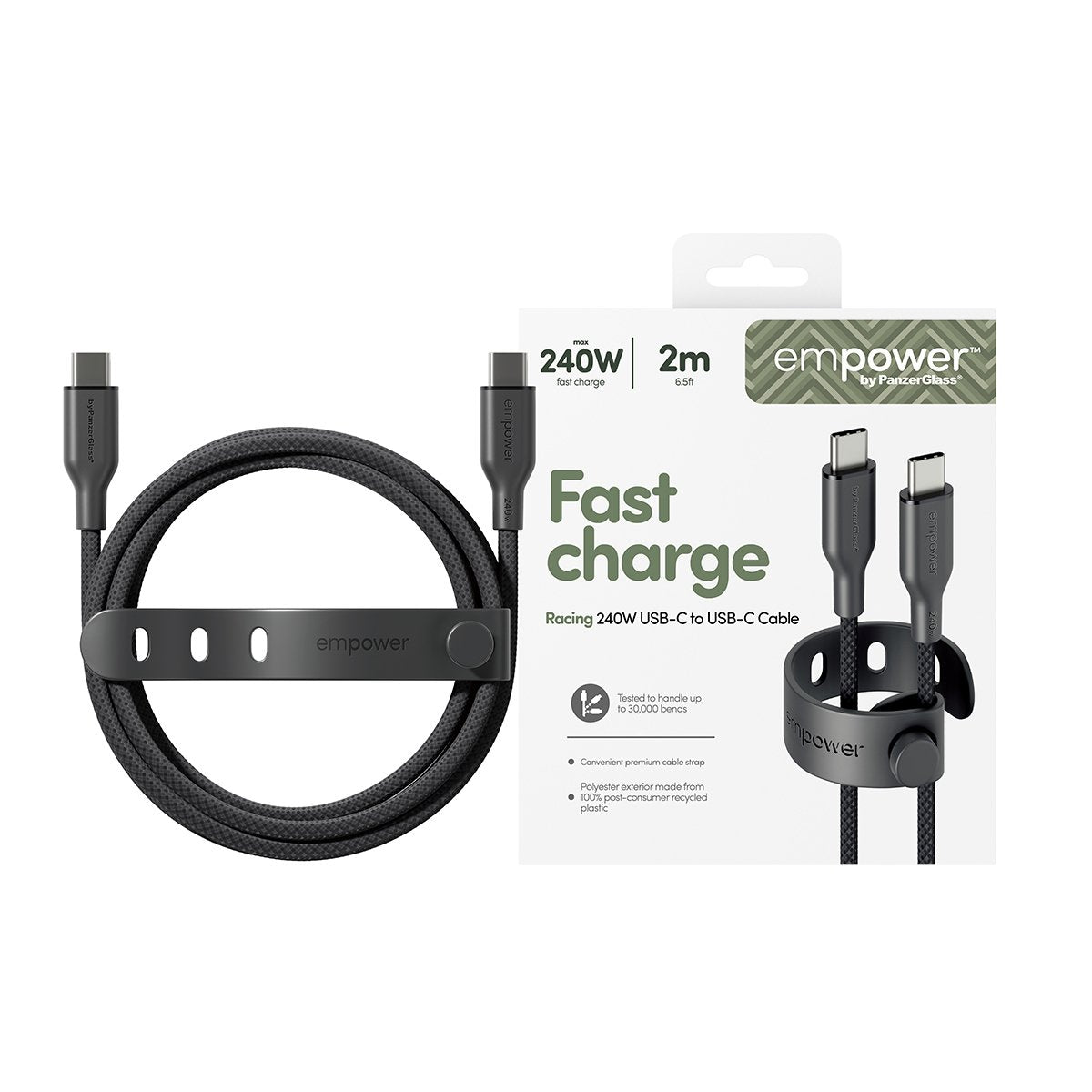 Panzerglass Empower 240w Usb-C To Usb-C Cable Usb 2.0 2m Black