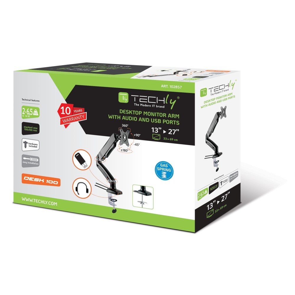 EAN 8051128102857 - Techly ICA-LCD 514 soporte para monitor 68,6 cm (27") Escritorio Negro imagen 2