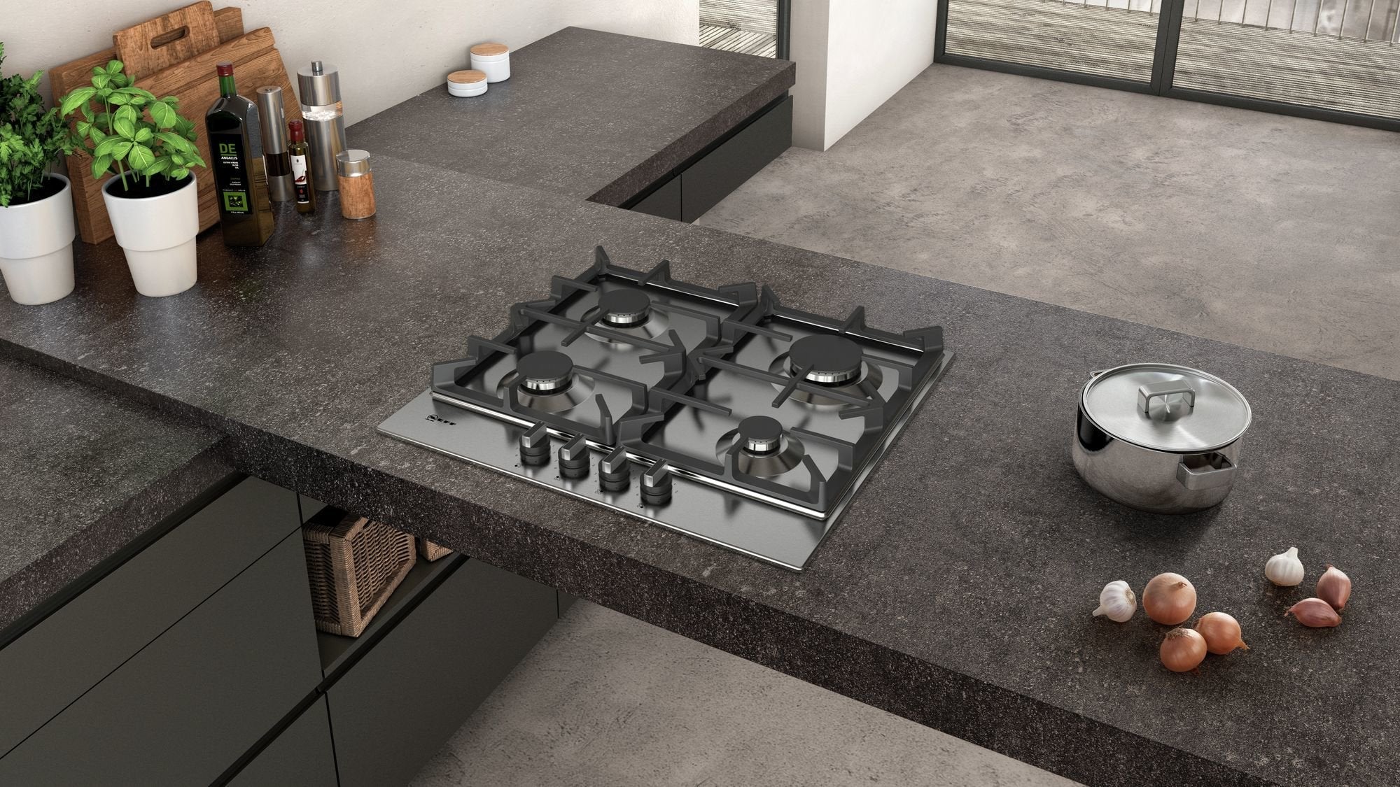 Neff T26ds49n0 N 70, Placa De Cocción Autosuficiente Acero Inoxidable/Negro, 60 Cm T26ds49n0