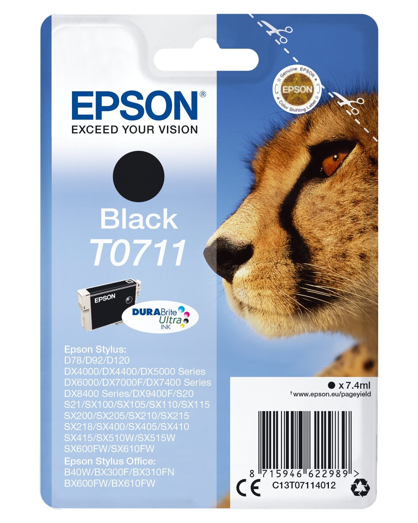 Tinta Original Epson T0711 7 Ml Negro
