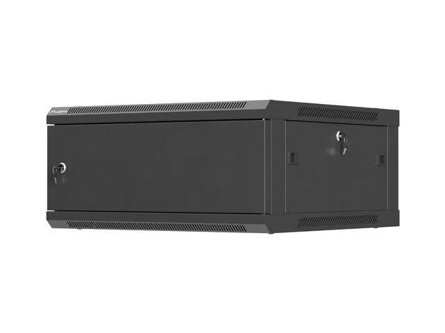 Lanberg Rack Cabinet 19in Wall-Mount 4u 600x600 Flat Pack With Metal Door Black