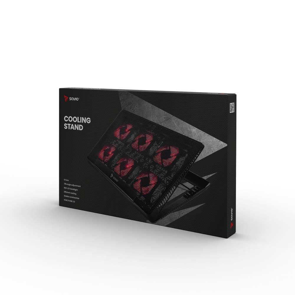 EAN 5901986047575 - Savio Laptop cooling pad 6 backlit fans 2000 RPM COS-01 almohadilla fría 43,9 cm (17.3") Negro, Rojo imagen 6