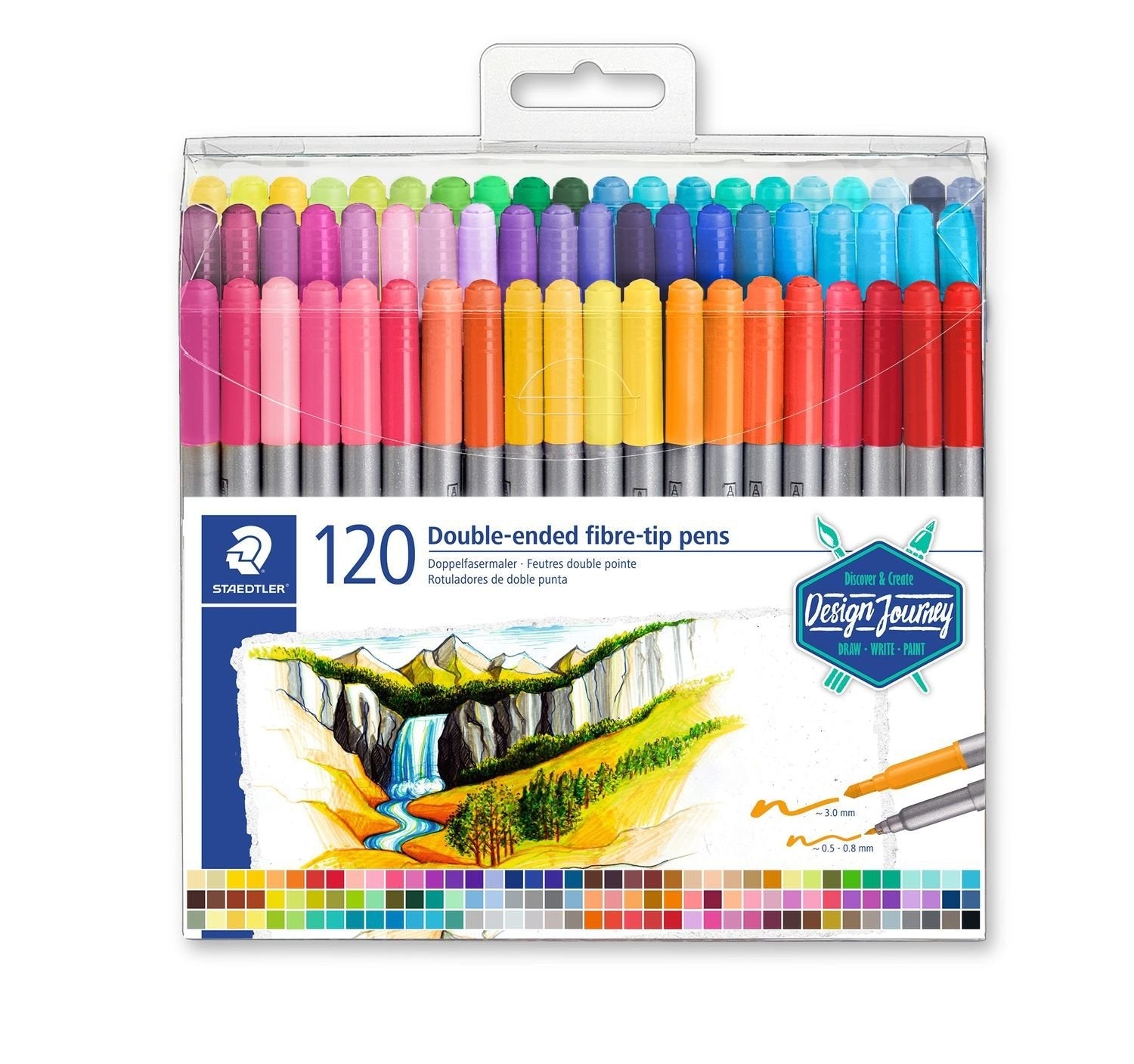 Staedtler 3200 Pack De 120 Rotuladores De Doble Punta - Resistente A La Presion - Colores Surtidos