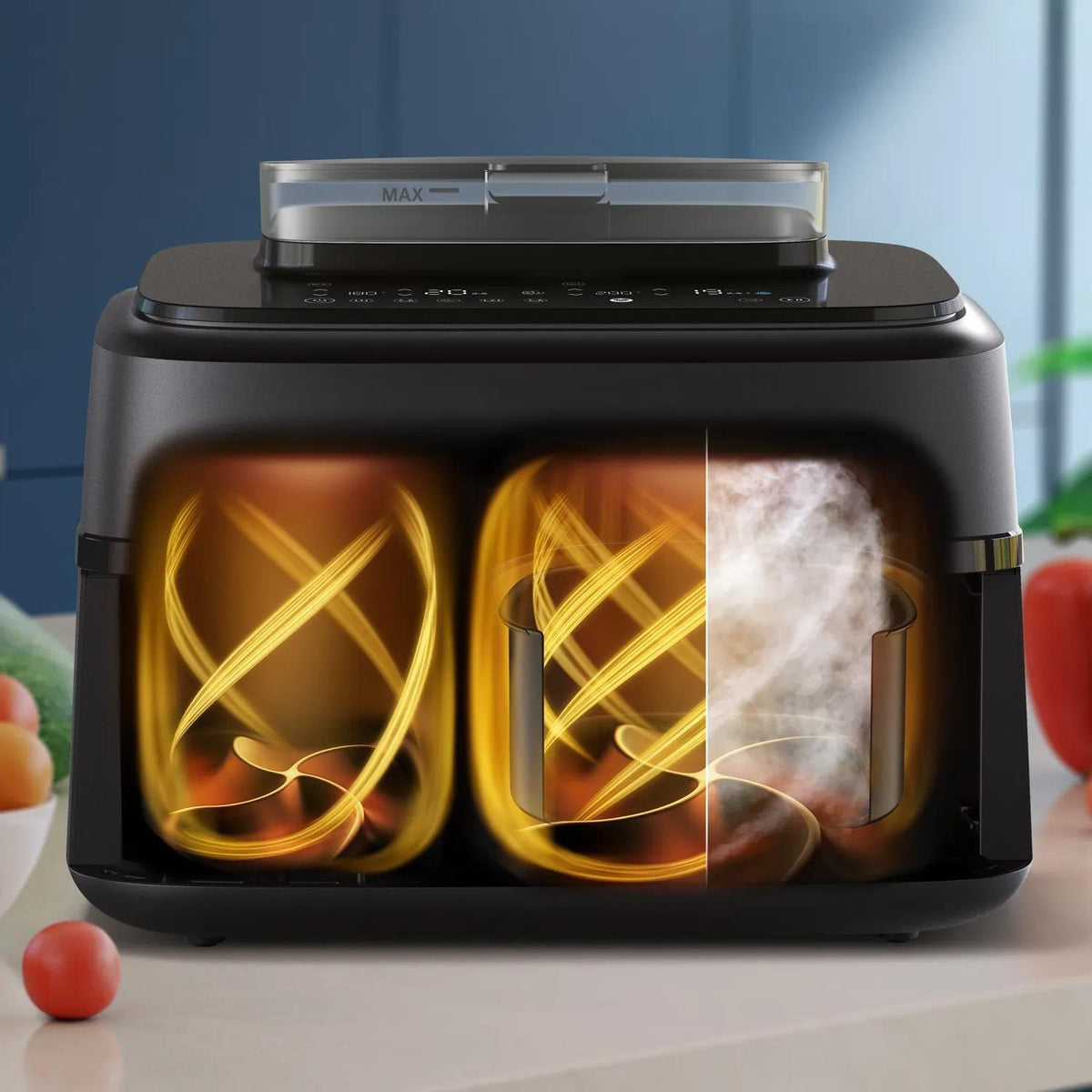 EAN 8720389047459 - Philips 5000 series NA551/00 freidora Doble 9 L Independiente 2750 W Freidora de aire caliente Negro, Pla imagen 6