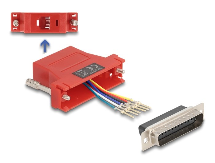 Delock 67094 D-Sub Macho De 25 Pines A Rj12 Hembra, Kit De Montaje Rojo