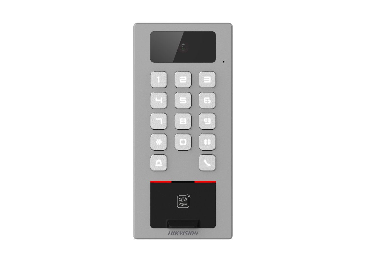 Terminal 2en1 Autónomo Exterior Hik-Connect Cámara 2mp Lector Huella Acceso Tarjeta/Teclado Y Videoportero Hikvision