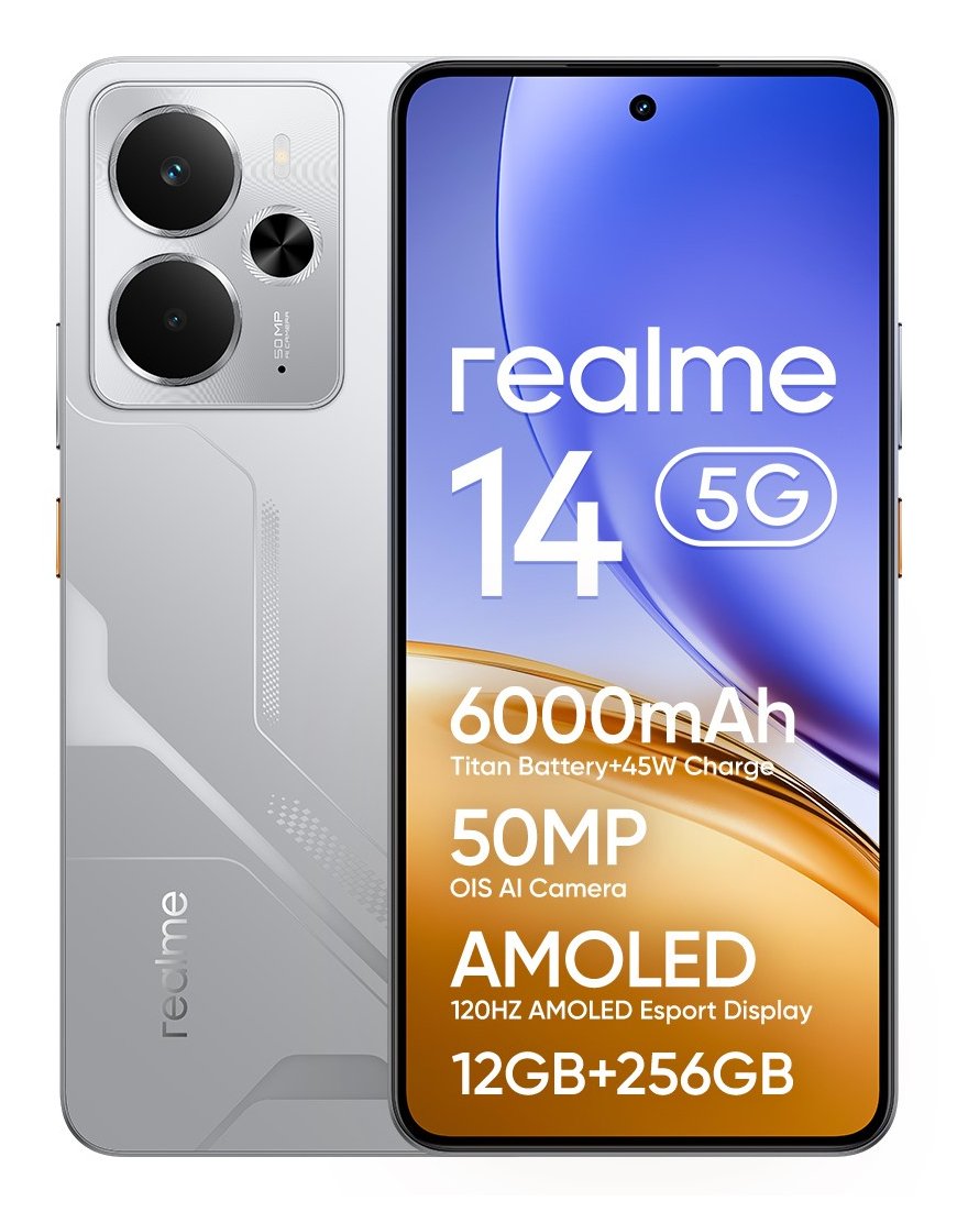 Smartphone Realme 14 16,9 Cm (6.67") Android 15 5g 12 Gb 256 Gb 6000 Mah Plata Realm-6941764456655
