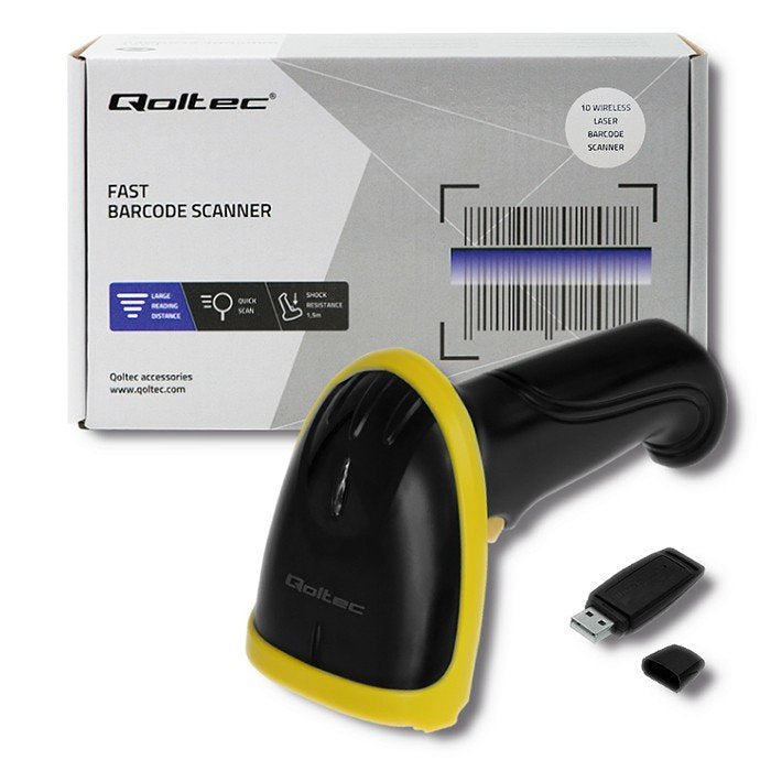 EAN 5901878508627 - Qoltec 50862 lector de código de barras Lector de códigos de barras portátil 1D Laser Negro, Amarillo imagen 5