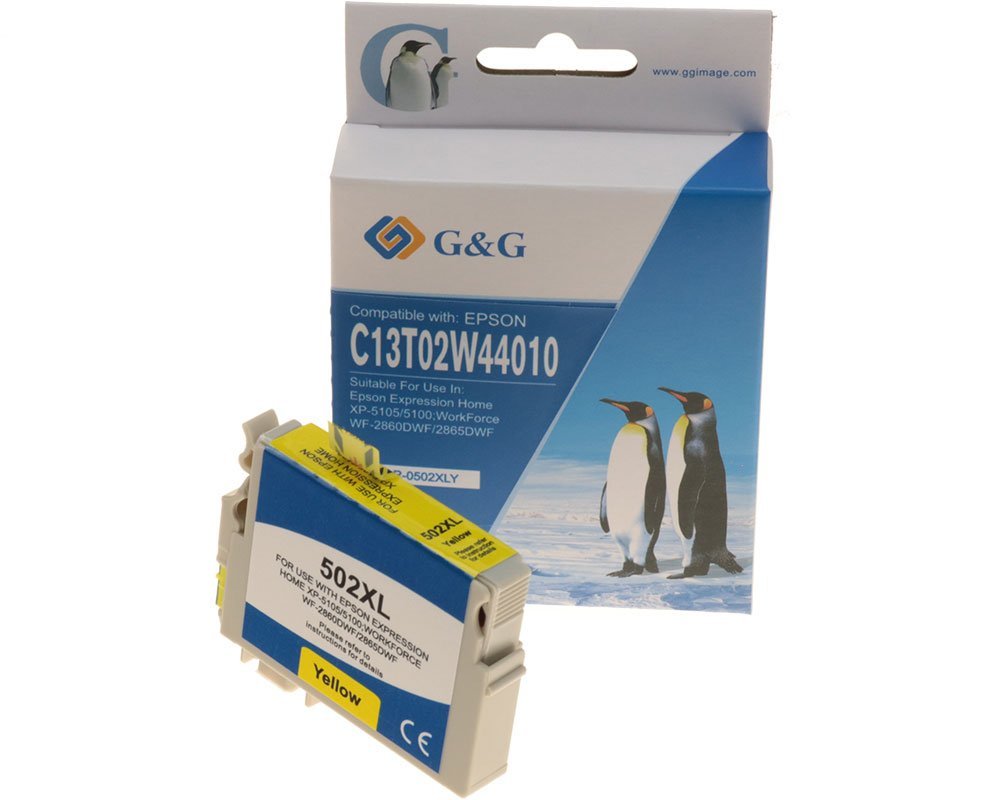 Tinta Generica G&G Epson 502xl Amarillo Reemplaza C13t02w44010/C13t02v44010