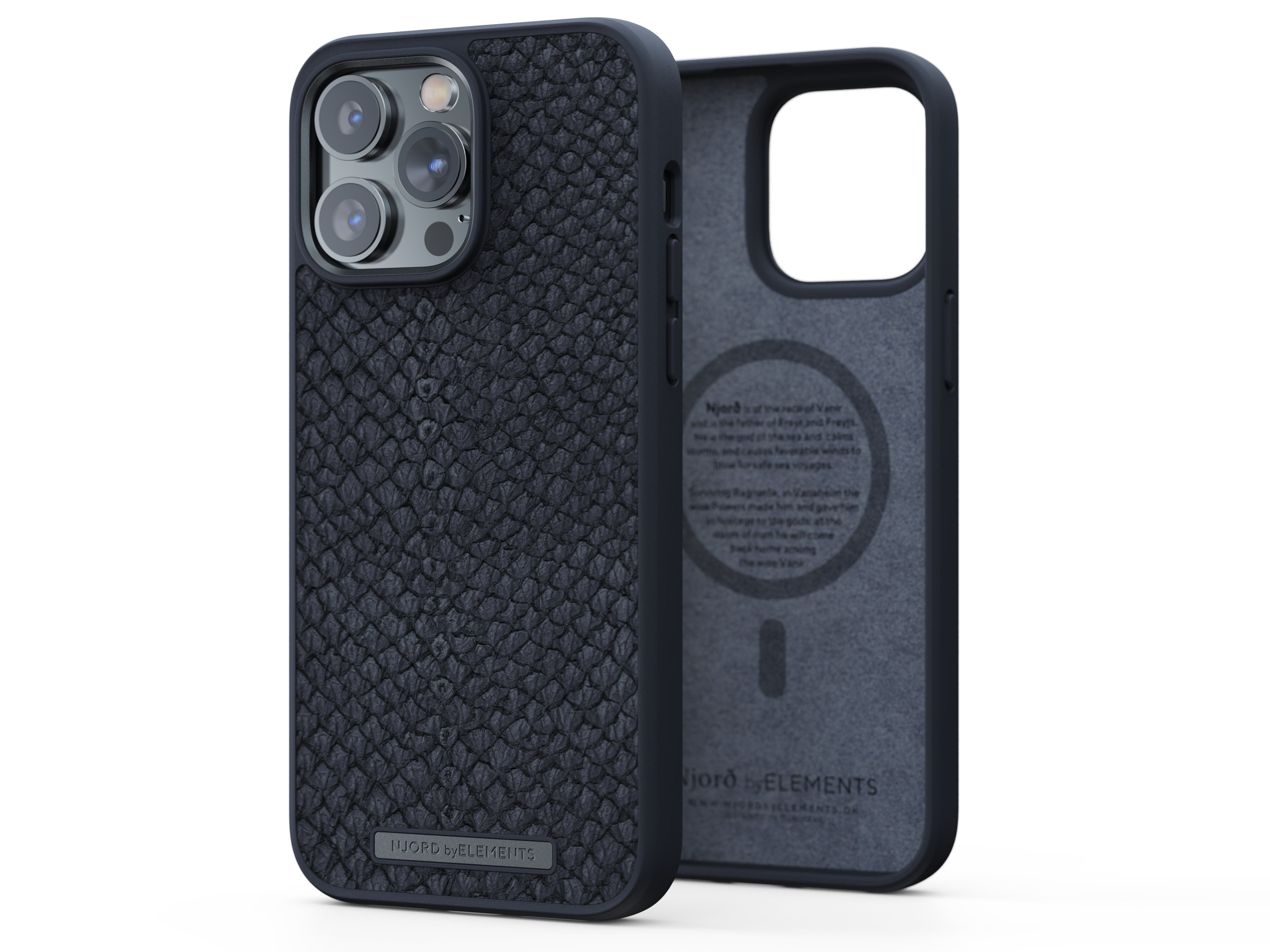 Njord Byelements Salmon Leather Magsafe Case - Iphone 14 Pro Max - Black