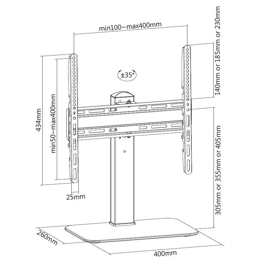 Soporte Pantalla De Mesa 32 - 55 Rotacion 35 Max. Vesa 400x400 Hasta 40kgs