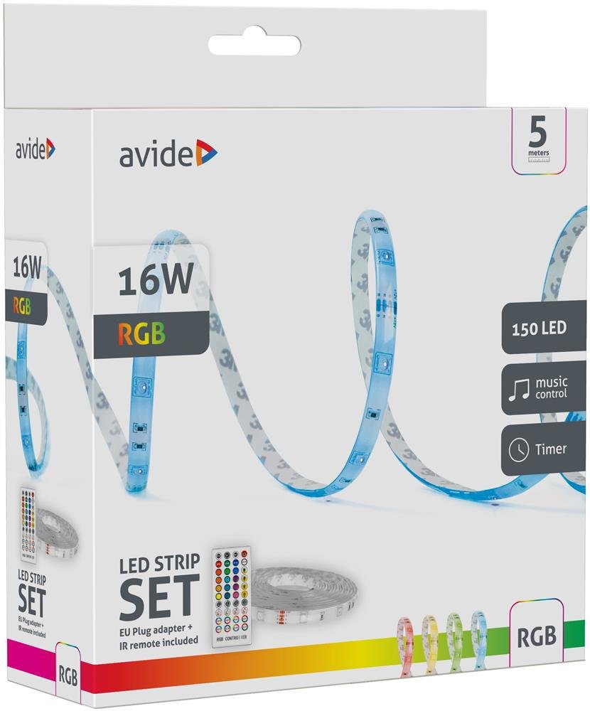 Avide Led Mreifen Blimer 12v 16w Rgb 5m Ir Fernbedienung