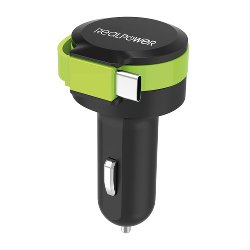Cargador De Coche Realpower C: Cable Usb-C Integrado + 1x Usb