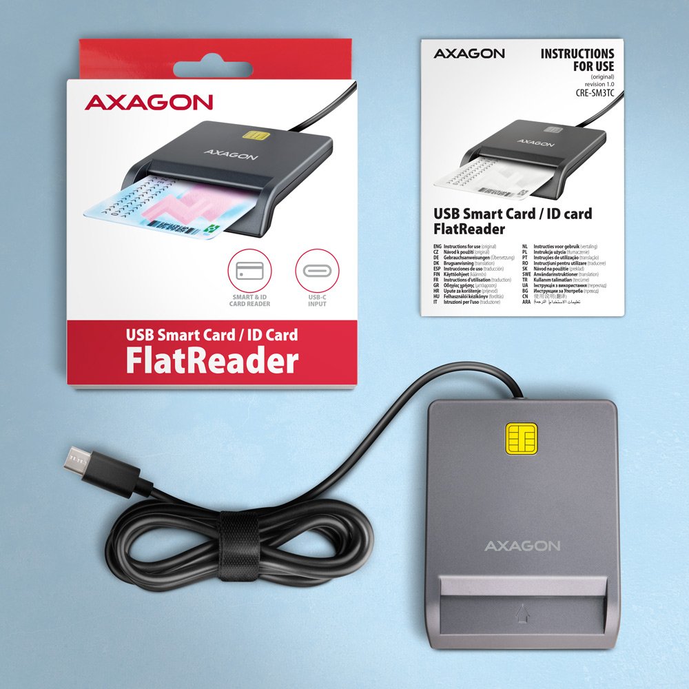 EAN 8595247908841 - Axagon CRE-SM3TC lector de tarjeta inteligente USB USB 2.0 Type-C Gris imagen 5