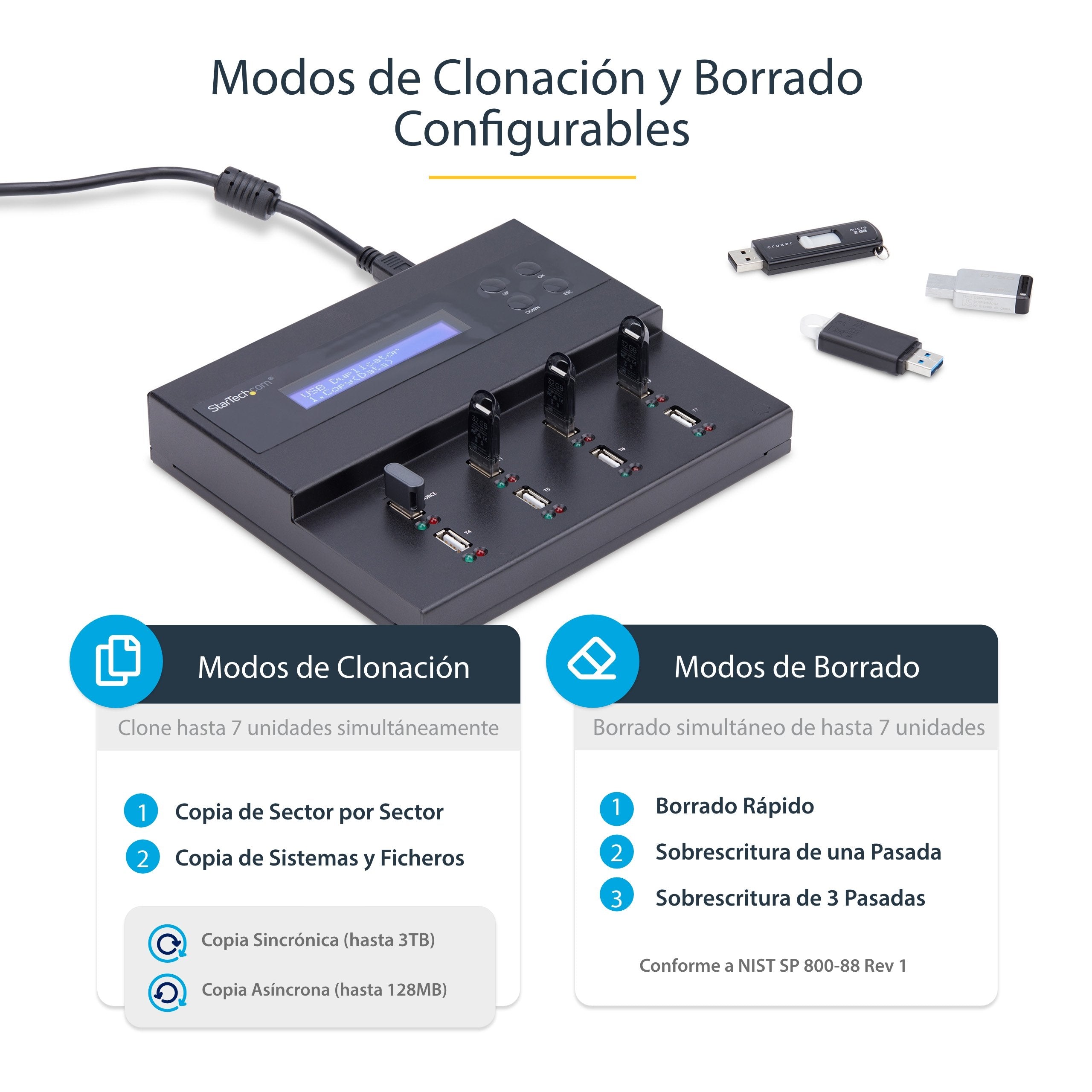 EAN 0065030870733 - StarTech.com USBDUPE17 duplicador de datos y soporte Duplicador de pendrives Negro 7 copias imagen 6