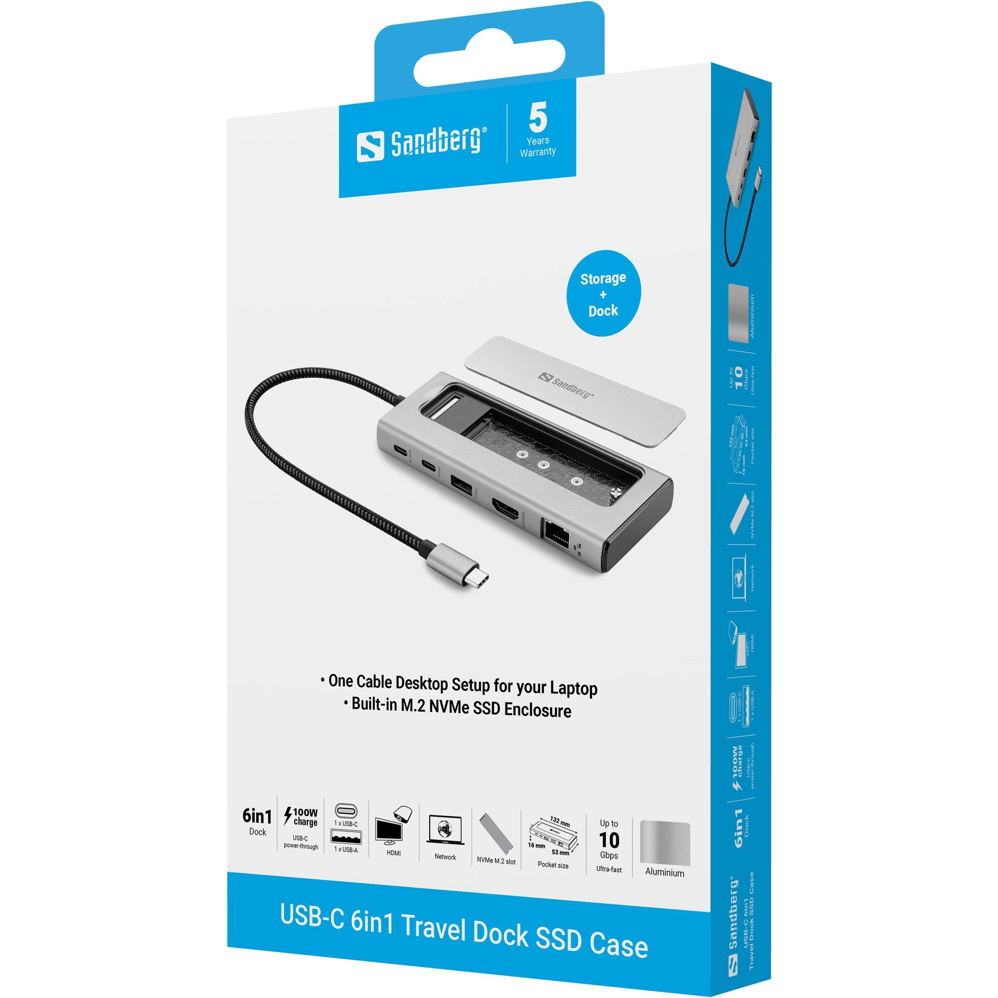 EAN 5705730136825 - Sandberg 136-82 base para portátil y replicador de puertos Alámbrico USB 3.2 Gen 2 (3.1 Gen 2) Type-C Gri imagen 4