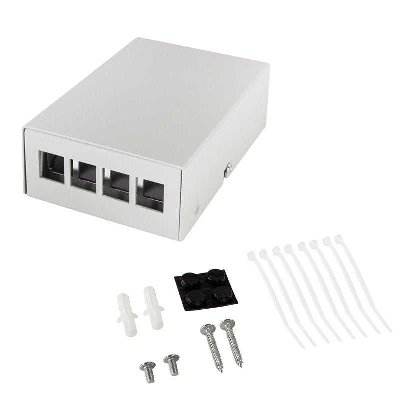 Consolidation Point Box 4-Port, Desk Wall Rail Mounting, Gris