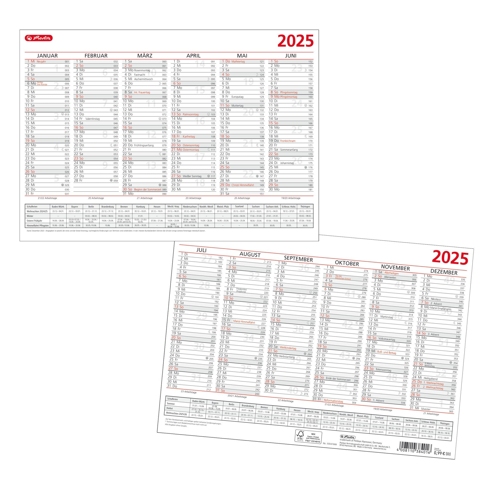 EAN 4008110384016 - Herlitz 50047888 calendario Mesa imagen 1