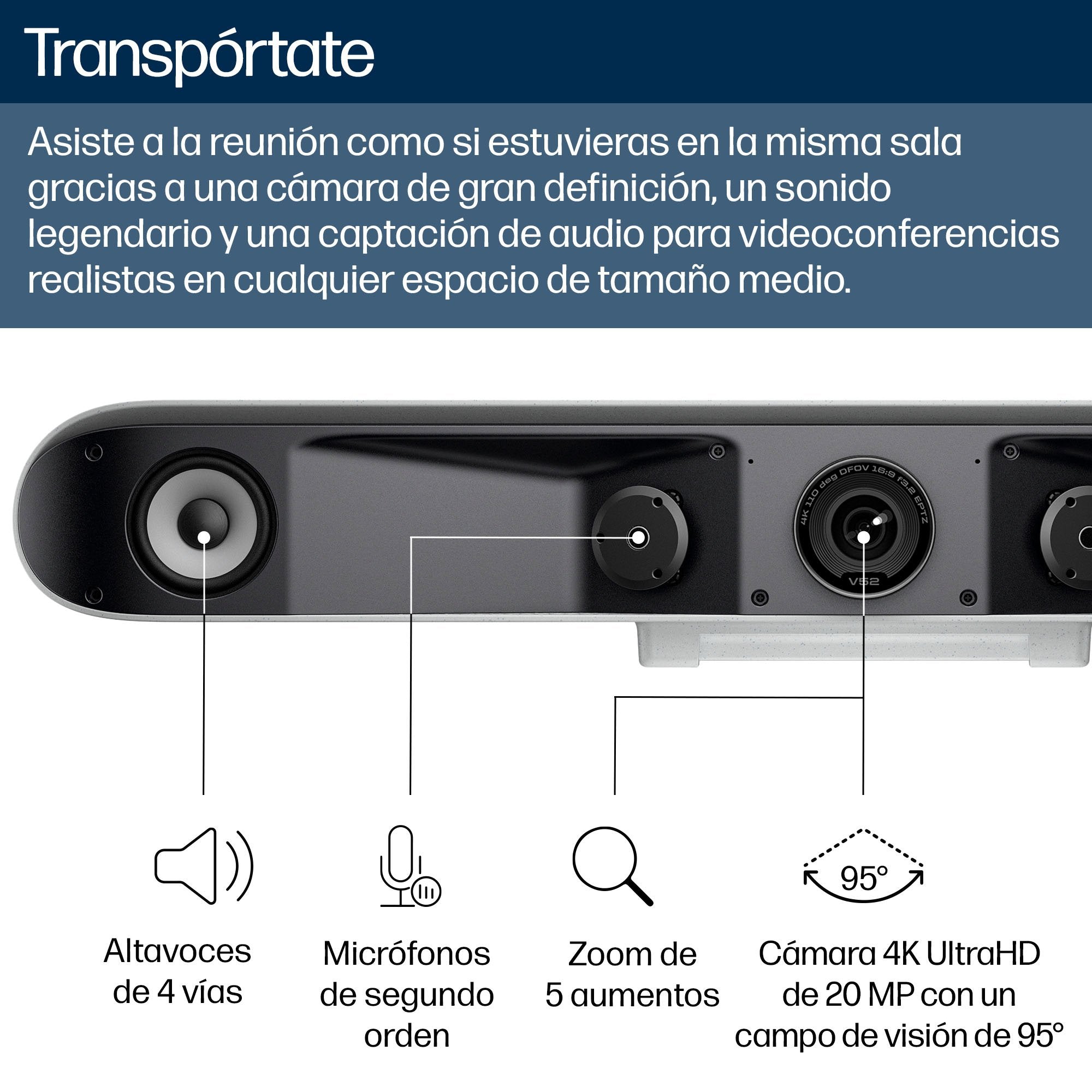 EAN 0198122618408 - HP Poly V52 Blanco 3840 x 2160 Pixeles imagen 7