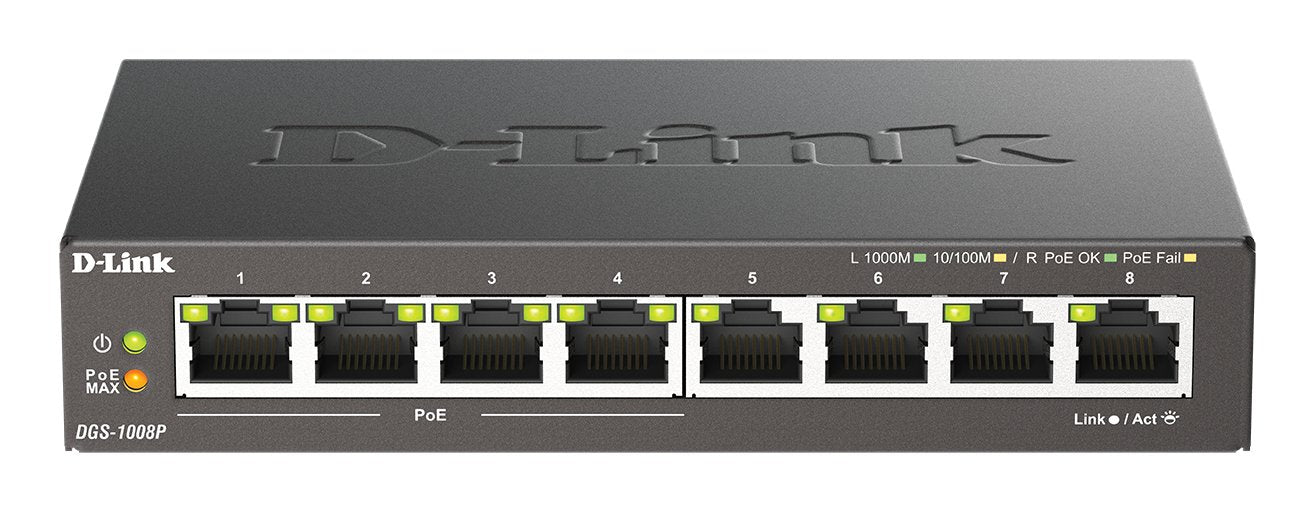 Switch D-Link Dgs-1008p 8 Puertos Rj-45 Gigabit 10 100 1000 Poe