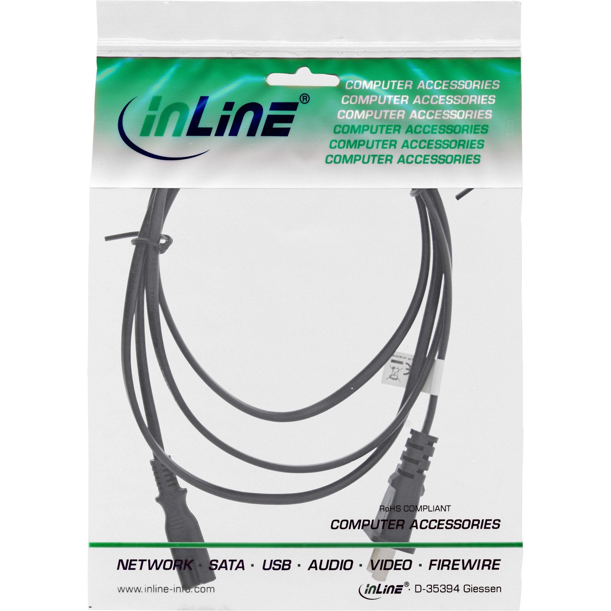 Cable De Alimentación Inline Enchufe De China A Euro8 Iec-C7, Negro, 1,8 M