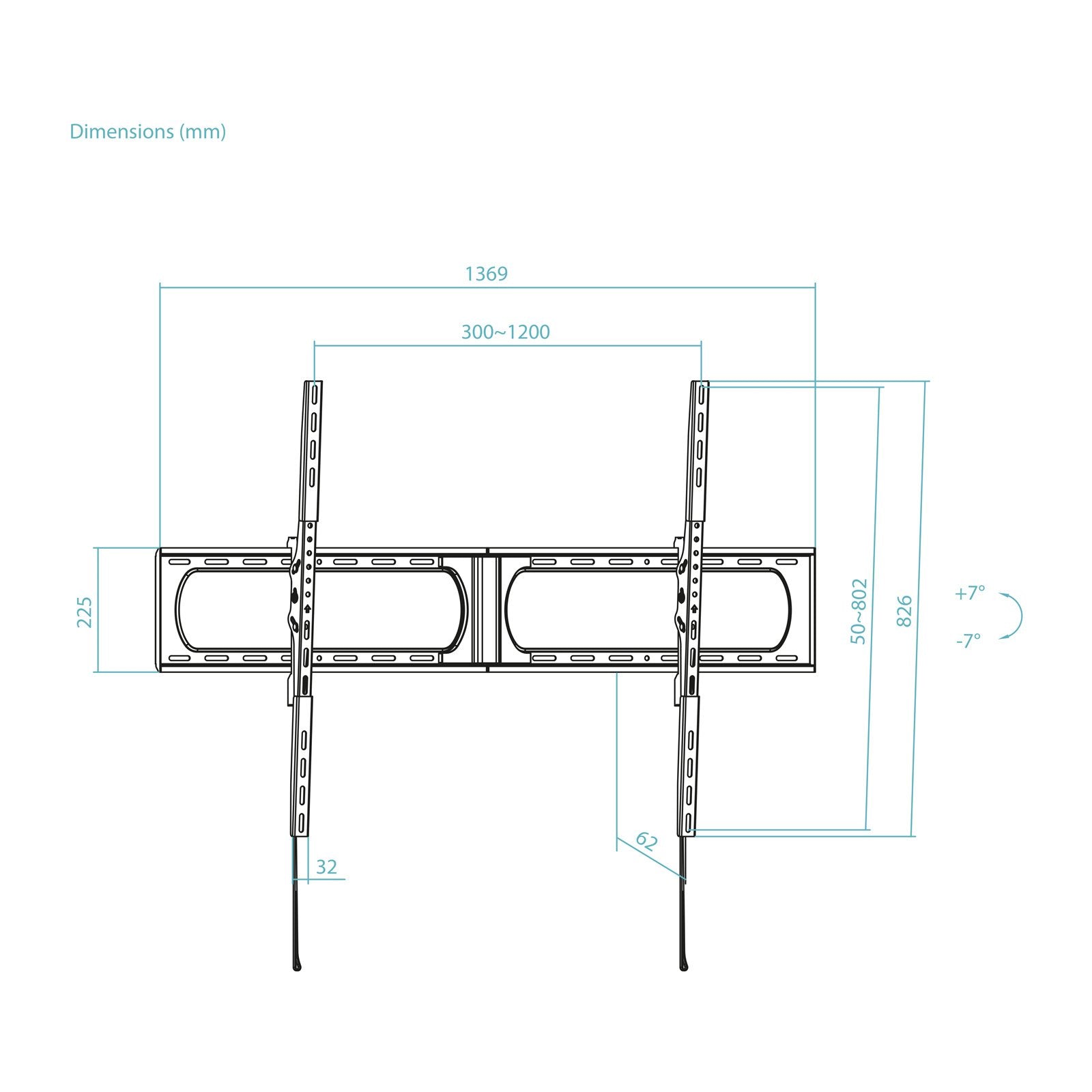 Soporte Pared Tooq Inclinable Pantallas 37-140 Negro