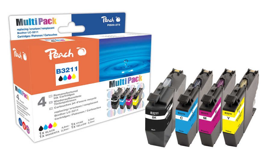EAN 7640460542141 - Peach PI500-273 cartucho de tinta 4 pieza(s) Compatible Negro, Cian, Magenta, Amarillo imagen 1