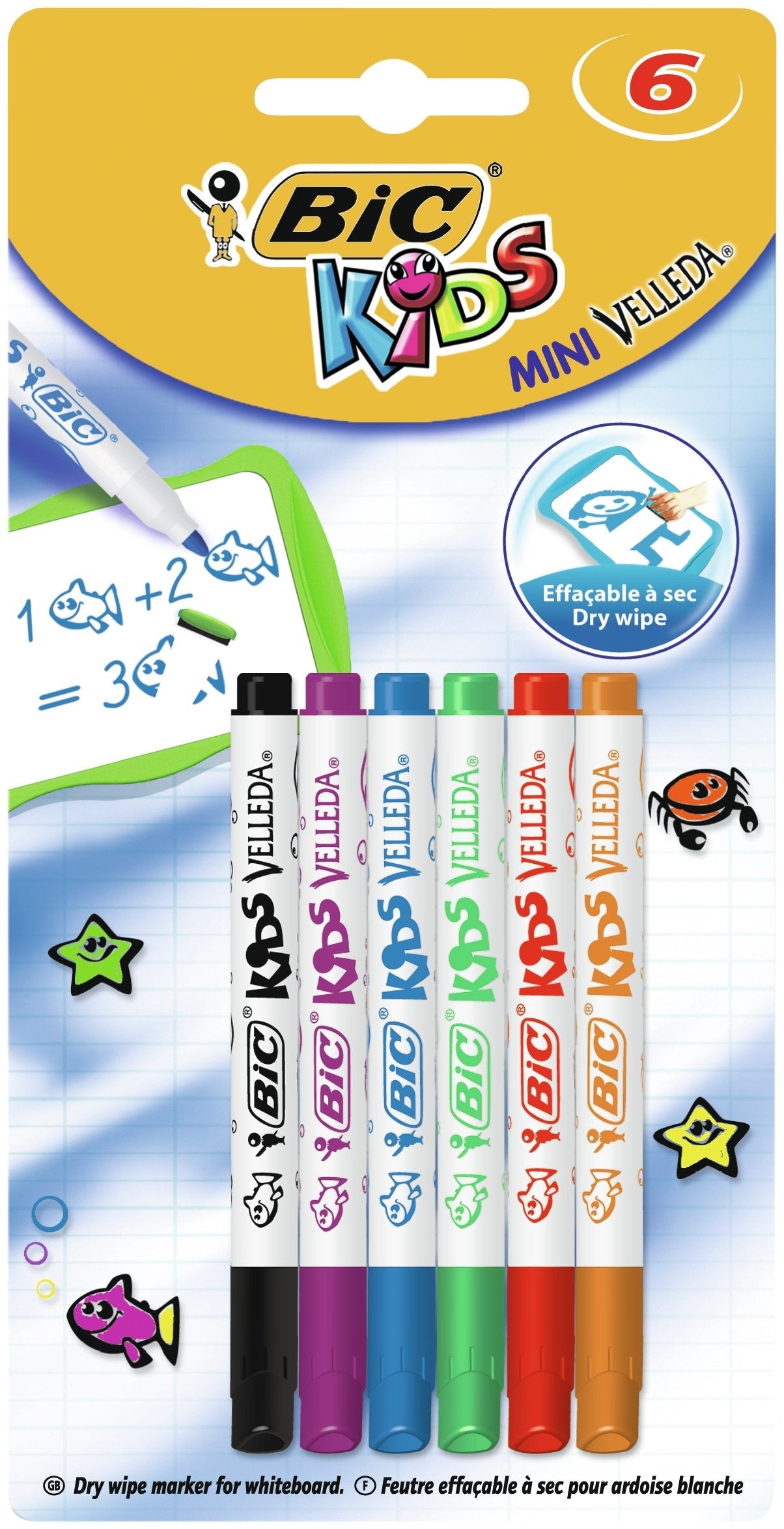 Velleda Marcador Kids Mini Pizarra Blanca Borrado Óptimo Blister 6 Colores -6u-