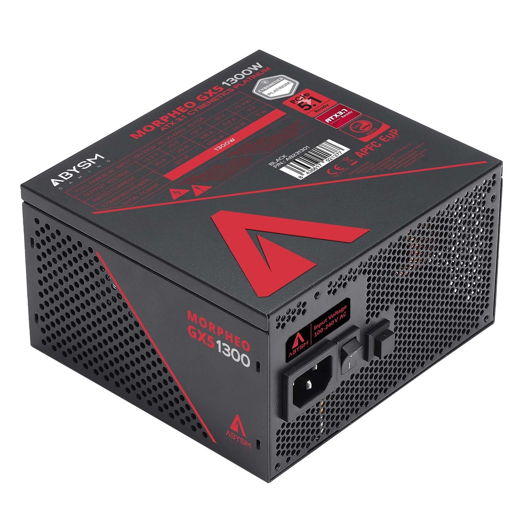 Fuente De Alimentacion Modular Abysm 1300w Morpheo Gx5 Atx 3.1 Platinum Japonese Cap Negro