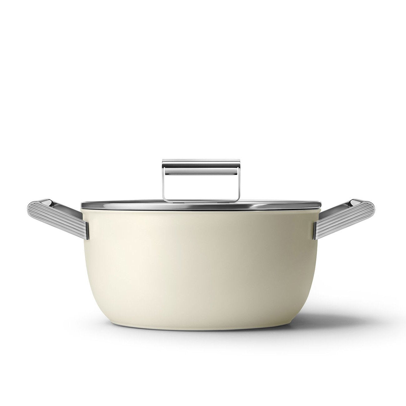 Smeg Csf2412crm Kasserolle, 24 Cm, Keramik, Edelstahlgriff, Cremefarben Matt
