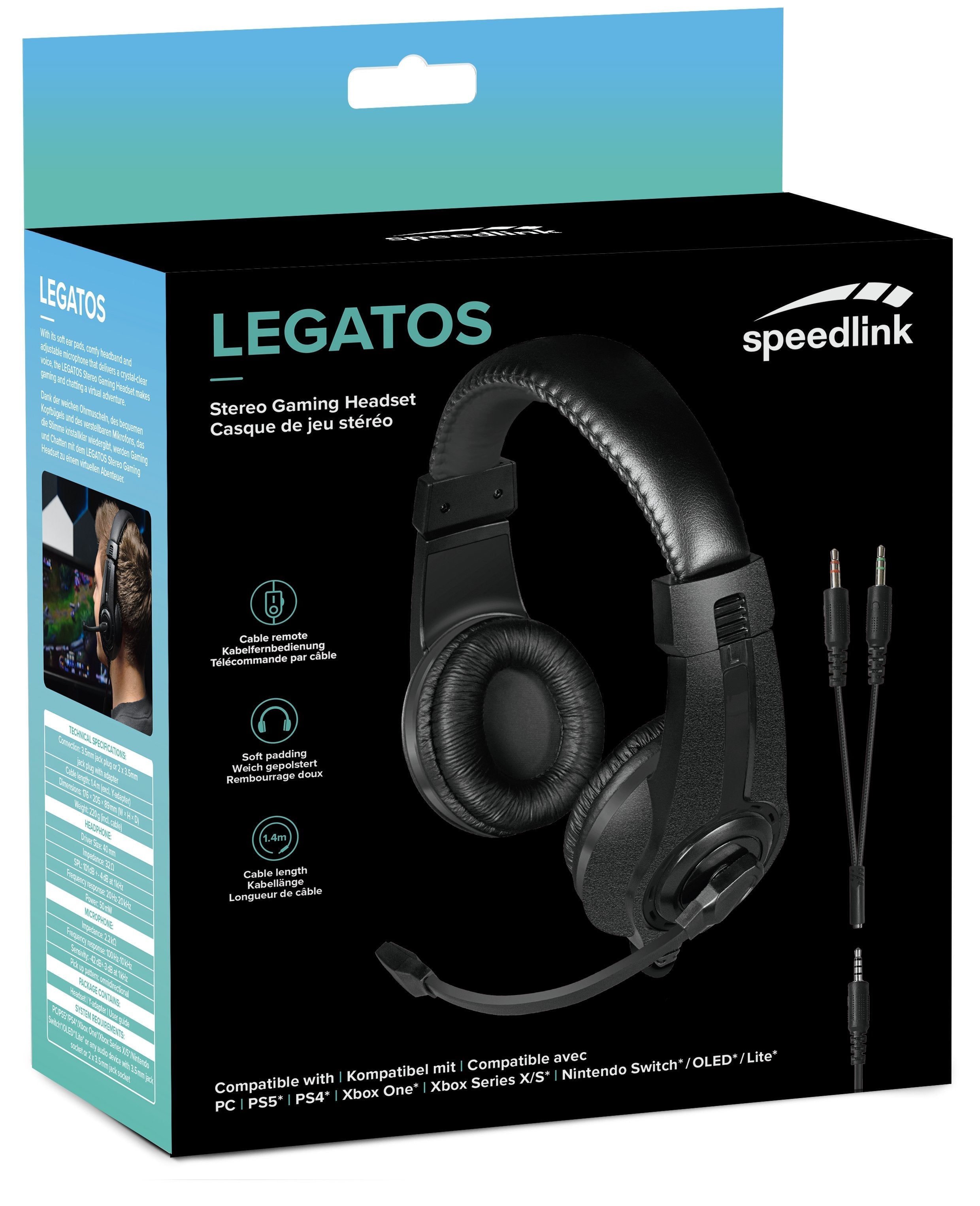 Auriculares Speedlink Legatos Alámbrico Juego Negro Sl-860014-Bk