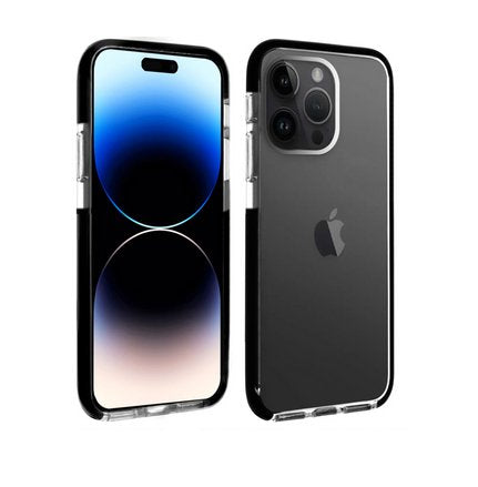 Funda Apple Iphone 14 Pro Akashi Color Transparente Con Borde Negro