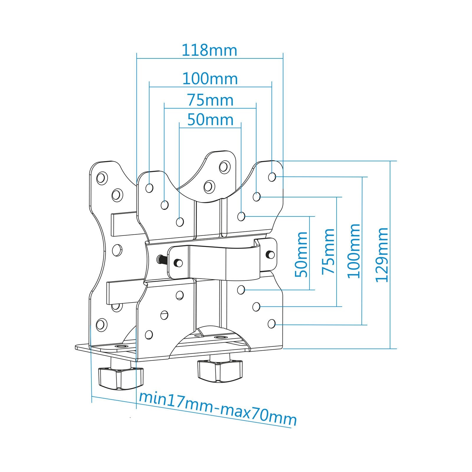 Tooq Soporte Vesa Para Mini Pc - 4 Opciones De Instalacion - Peso Max 5kg - Vesa 100x100 - Negro