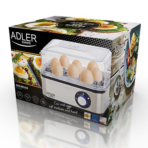 EAN 5902934831451 - Adler AD 4486 cuecehuevos 8 huevos 800 W Negro, Acero satinado, Transparente imagen 6