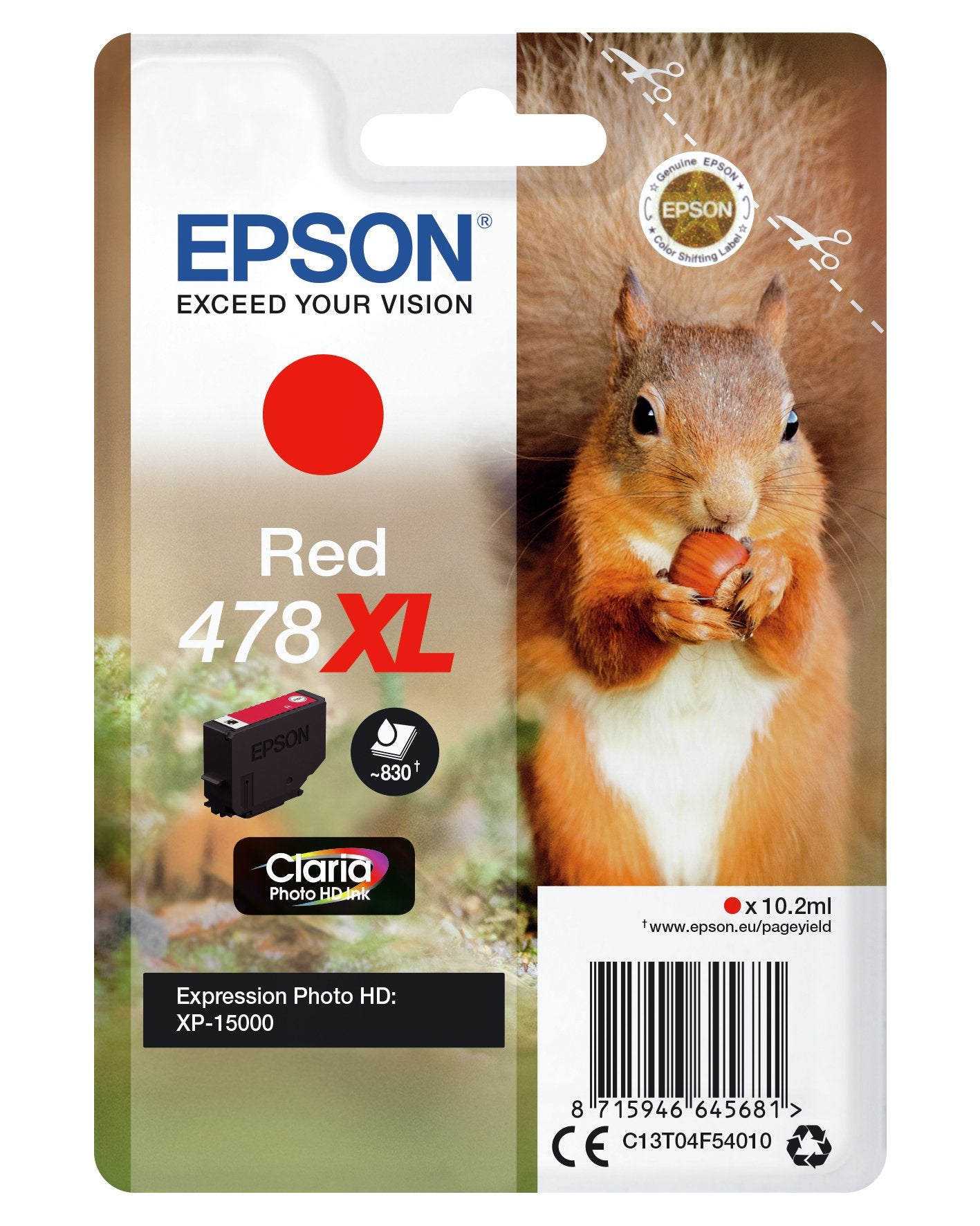 EAN 8715946645681 - Epson Squirrel Singlepack Red 478XL Claria Photo HD Ink cartucho de tinta 1 pieza(s) Original Alto rendim imagen 2