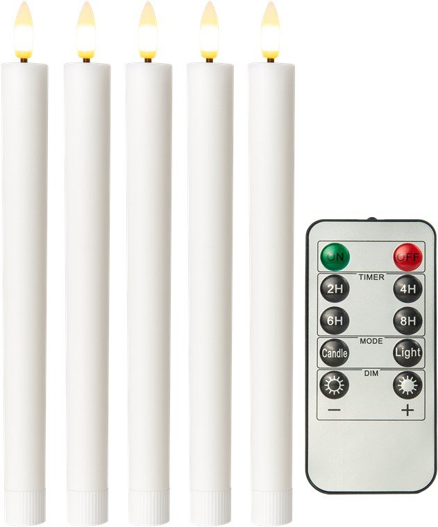 Juego De 5 Velas Led De Cera Auténtica, Blancas, Con Mando A Distancia.
Con Mando A Distancia,