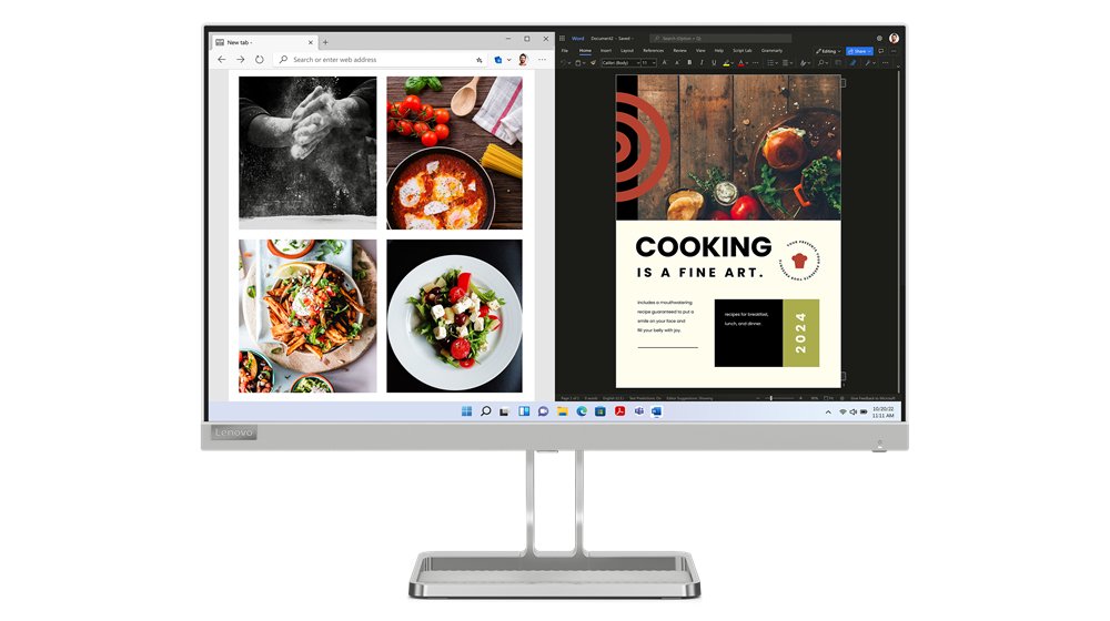 Lenovo L24i-40 Led Display 60,5 Cm (23.8") 1920 X 1080 Pixeles Full Hd Gris