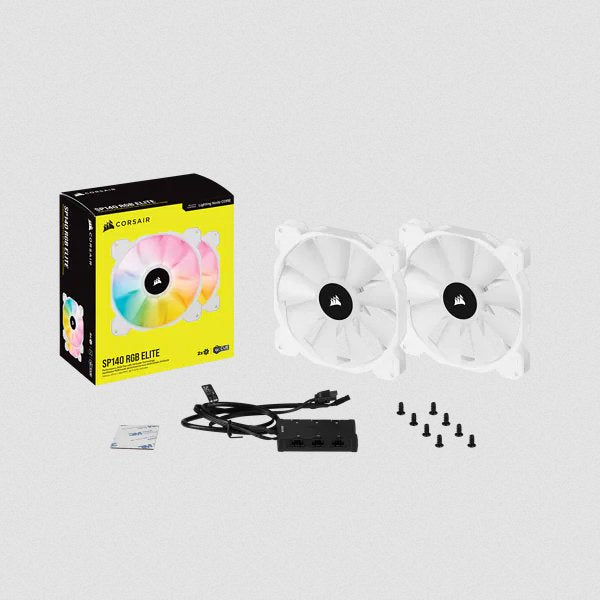 Ventilador Led Corsair Sp140 Rgb Elite Blanco De 140 Mm Rgb Con Paquete Doble Airguide