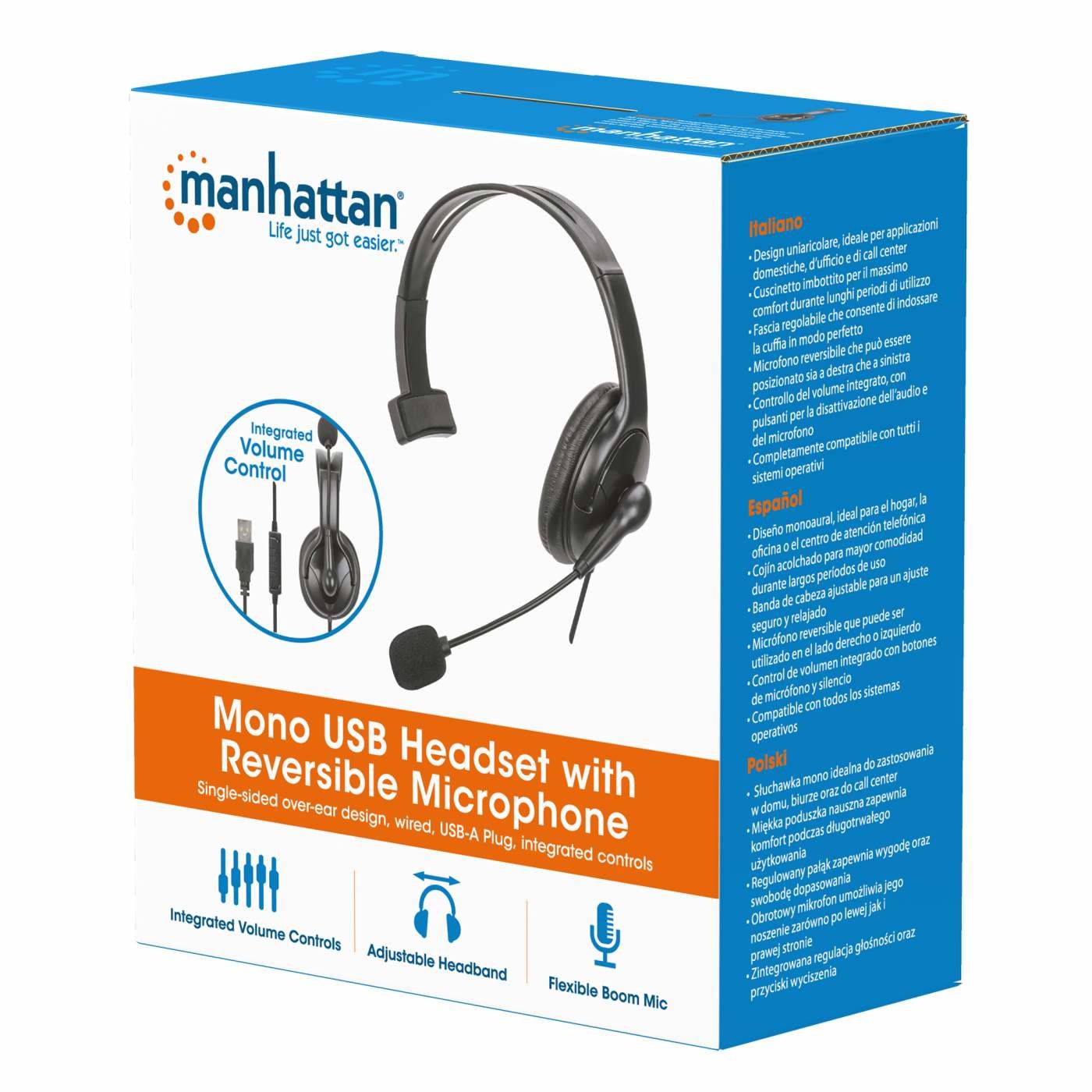 EAN 0766623180849 - Manhattan 180849 auricular y casco Auriculares Alámbrico Diadema Oficina/Centro de llamadas USB tipo A Ne imagen 6