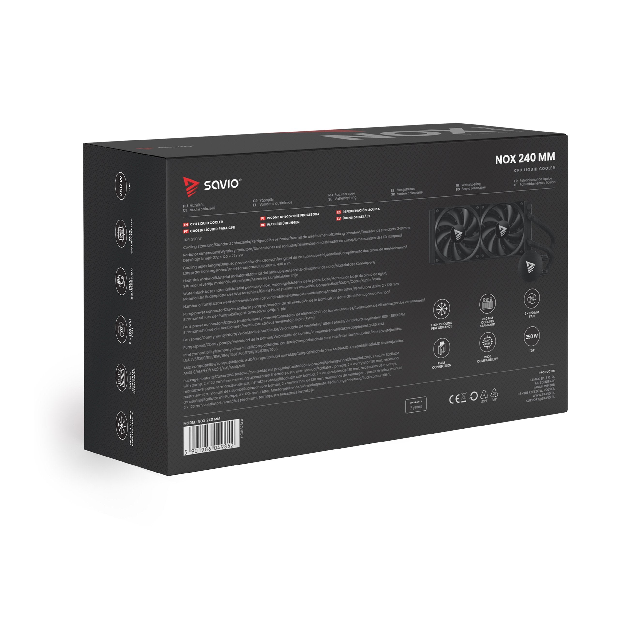 EAN 5901986049852 - Savio NOX 240 mm Procesador Kit de refrigeración líquida 12 cm Negro 1 pieza(s) imagen 22