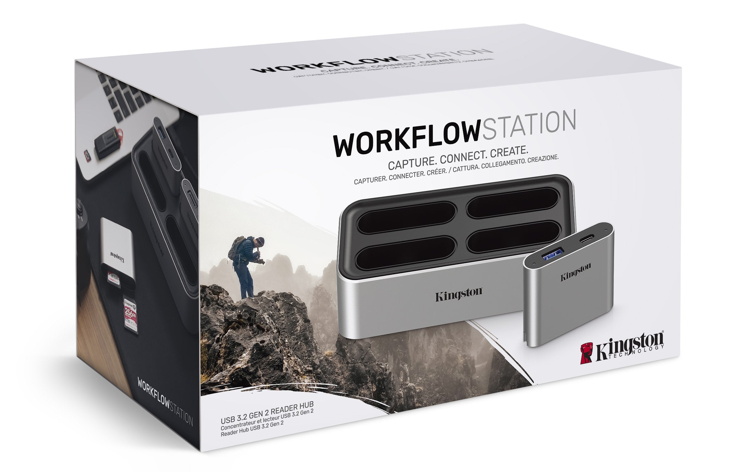 Kingston Workflow Station + Lector De Tarjetas Sd, Estación De Acoplamiento Plateado/Negro Wfs-S